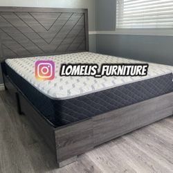 Queen Grey Euro Wood Plain With Ortho Matres!!