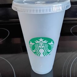 STARBUCKS SIREN LOGO FROST REUSABLE CUP.  VENTI 24 OZ.