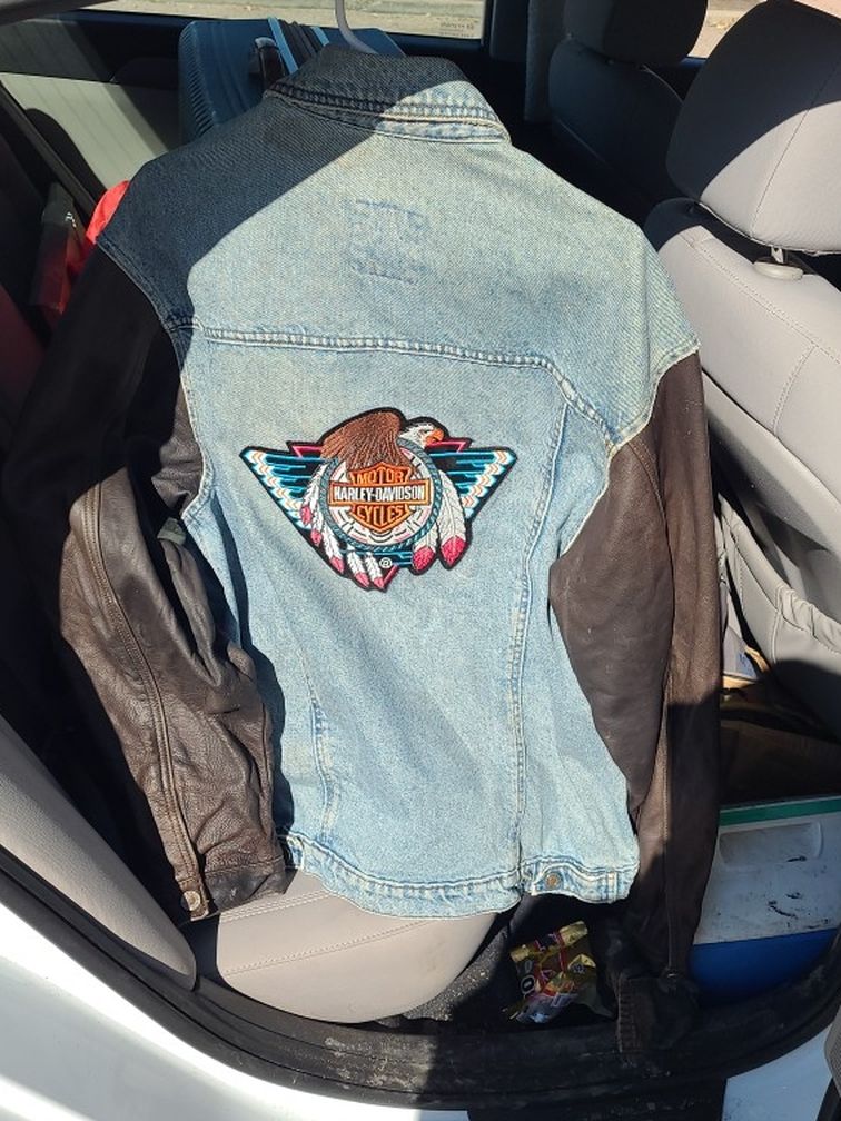 Harley Davidson Blue Jean/ leather jacket XL