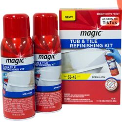 Magic Tub and Tile Refinishing Kit - Spray on Aerosol - Refinish Sinks Tile Porcelain Acrylic Fiberglass and Ceramic Surfaces, Bright White, 12 Ounce 