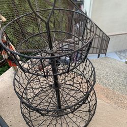 Wrought Iron (3) Tiers Fruit And Vegetable Stand