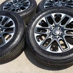 RIMS WHEELS, TOYOTA TUNDRA, TOYOTA TACOMA, SEQUOIA, 265/60/20 TIRES 70%  GOOD CONDITION BOLT PATTERN 6X139.7