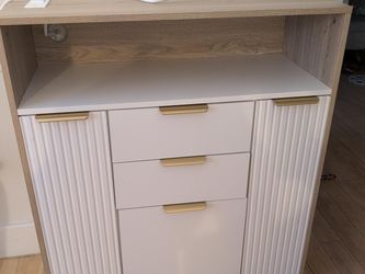 Modern Fluted Rolling Sideboard / Storage Cabinet with Drawers