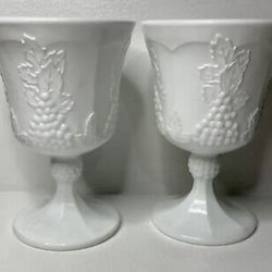 2 Milk Stone Goblets