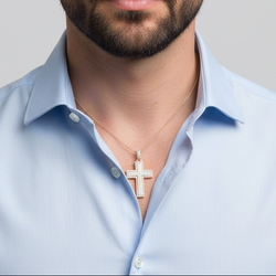 14K Rose Gold Diamond Cross Pendant - 1.60ct