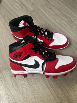 Nike Air Jordan 1 Retro MCS Baseball Cleats Black Red  Men's Size 11