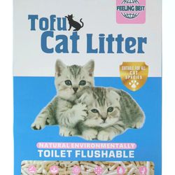FEELING BEST Tofu Cat Litter 5.6LB Clumping, 100% Food Grade,dust free,flushable