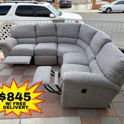 AMAZING CONDITION  - LaZBoy Fabric Grey (Manual Recliner) Sectional Couch• FREE DELIVERY TO YOU 🚚