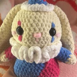 Crocheted Handmade Clown Bunny