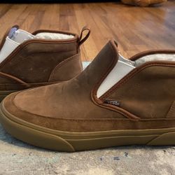 Vans Ultracush Mid Slip On In Camel Leather 