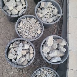 Buckets of granite rocks