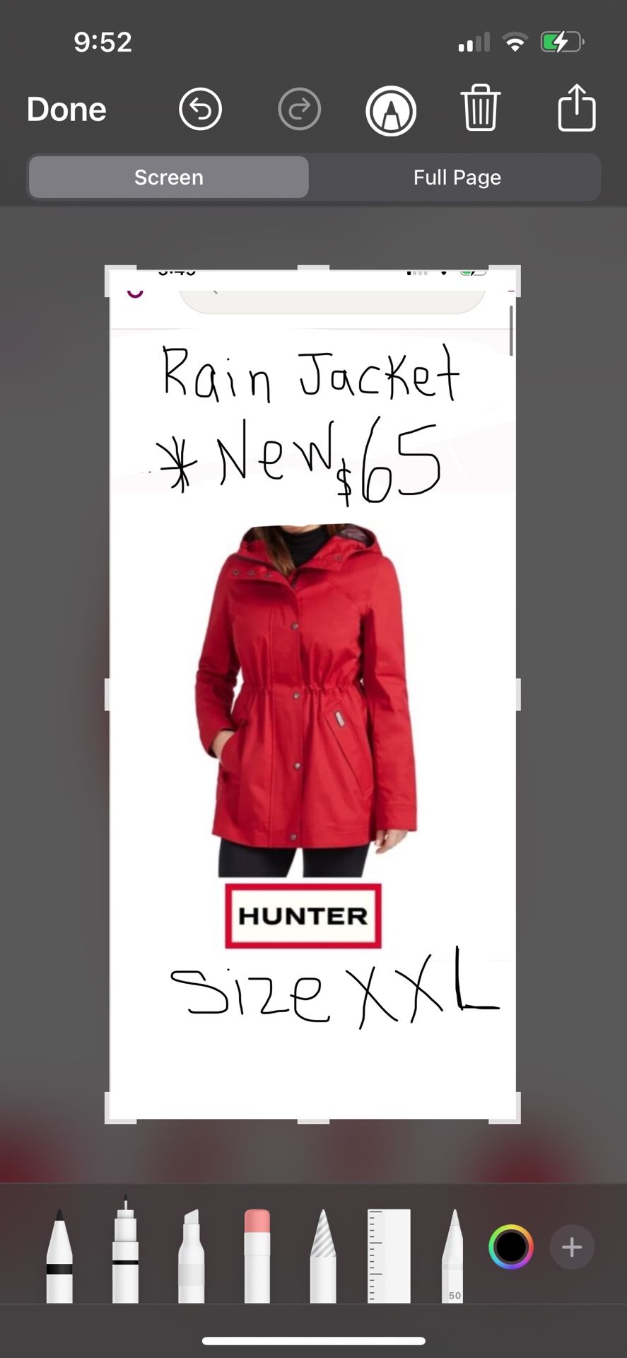 BRAND NEW * PERFECT GIFT π " HUNTER " RAIN JACKET / WATERPROOF/ WIND RESISTANT
