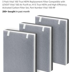3 Pack Vital 100 True HEPA Replacement Filter Compatible with LEVOIT Vital 100 Air Purifi-er, H13 True HEPA and High-Efficiency Activated Carbon Filte
