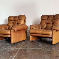 1970s C & B Italia Leather Lounge Chairs