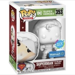 Funko Pop Superman in Holiday Sweater DIY 353 DC Super Heroes Walmart Exclusive New