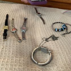 Women’s fossil and Schfield Watches and costume jewelry