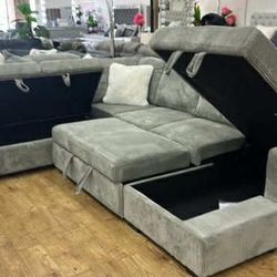 New 92x119x60 Sleeper Sectional Couch With Storage And USB / Free Delivery 