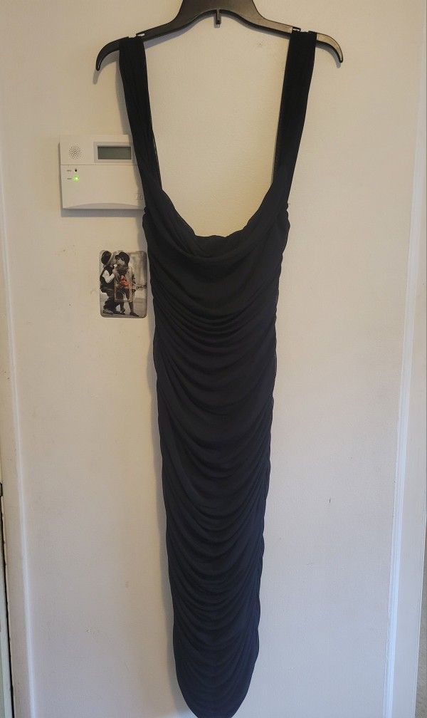 Lovely Black Drapery Black Dress
