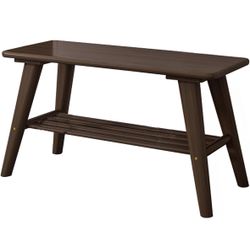 Wood Bench with Lower Shelf
