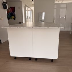 Custom White Storage Island / Work Table – MUST GO – Open to Offers- Originally 3,000