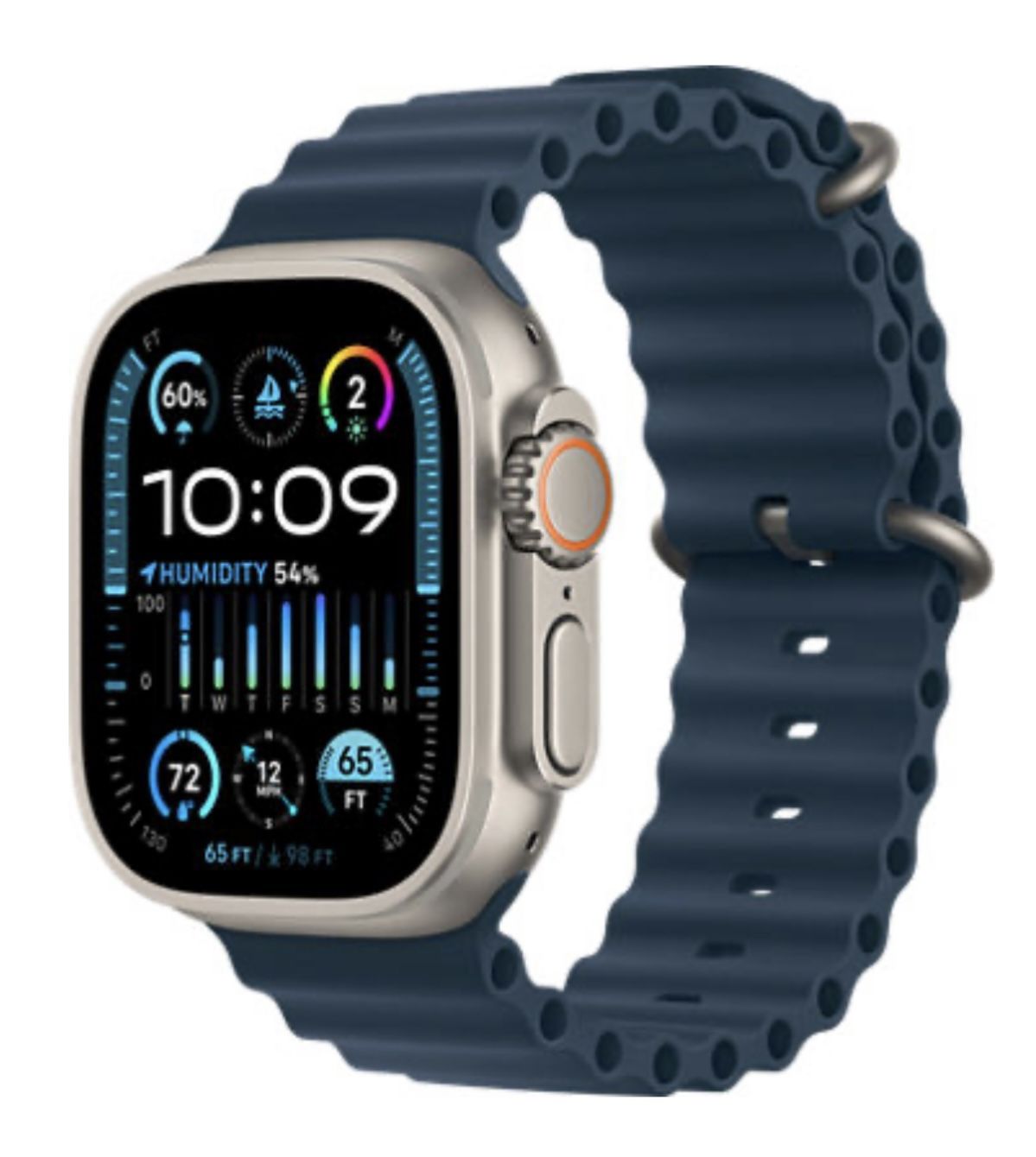 Apple Watch Ultra 2 (GPS+Cellular) 49mm Titanium Case with Navy Ocean Band