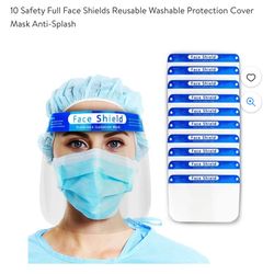 10 Safety Full Face Shields Reusable Washable Protection Cover Mask Anti-Splash