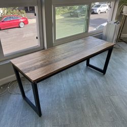 Wooden Bench With Black Base