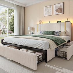 King Size Bed Frame with 6 Storage Drawers