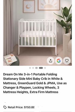 Dream on me 3-in-1 crib w/ mattress
