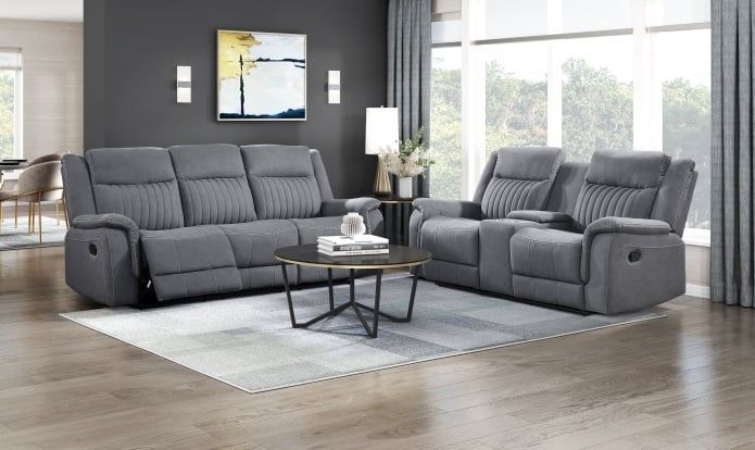 Gray Microfiber Sofa And Loveseat 