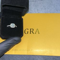 GRA Certified Mossiniate Ring (passes Diamond Tester)