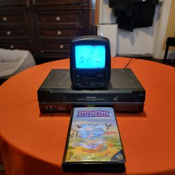 Starlite CRT Portable 4.5"Black And White TV With Toshiba VHS Player
