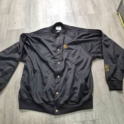 Adidas Grail Vintage 90s Black Gold Snap Trefoil Track Jacket Rare! Size XL A007