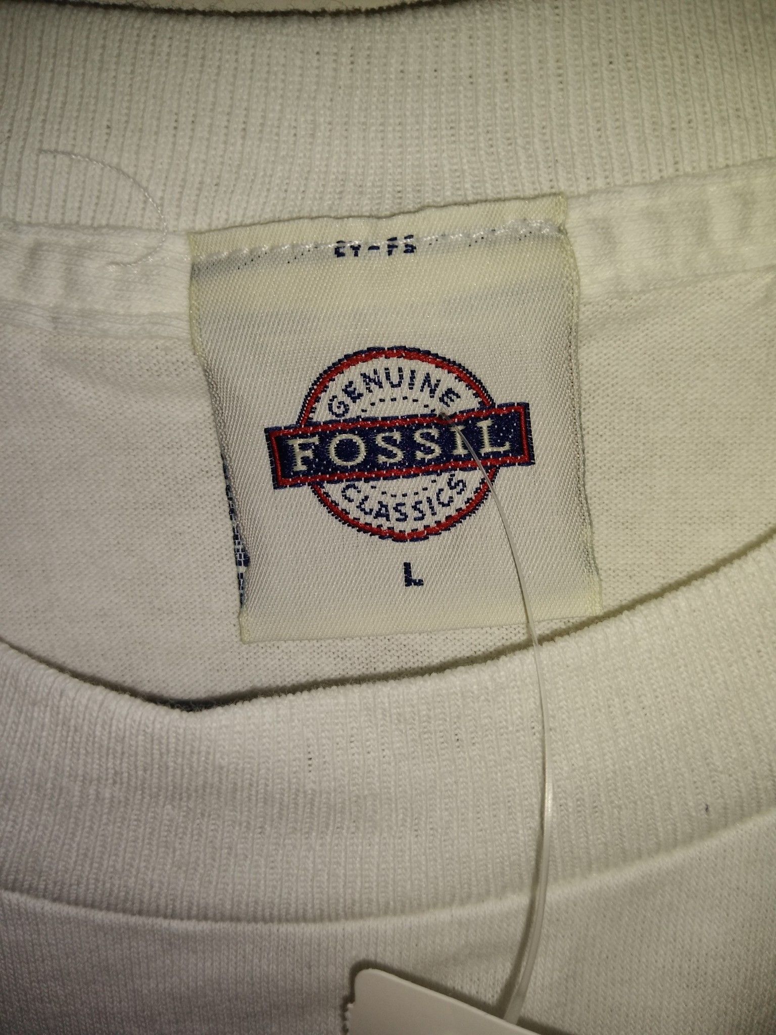 Women's L Vtg fossil graphic white t-shirt