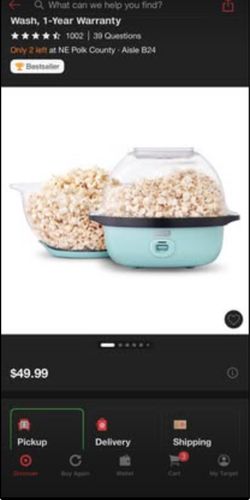 Dash 6qt stirring popcorn maker electric 850w