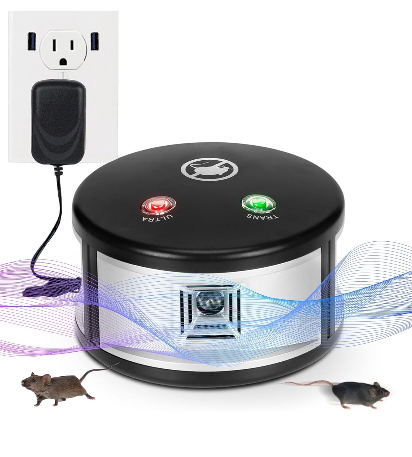 Ultrasonic 360° Critters Repellent For Mouse, Squirrels, Roaches, Fleas, and Ants (Indoor Use Only)
