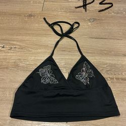 rhinestone butterfly halter top