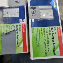 Leviton Decora 15a And 20a Tamper Resistant Outlets (2 Boxes , 10pc Each Box)