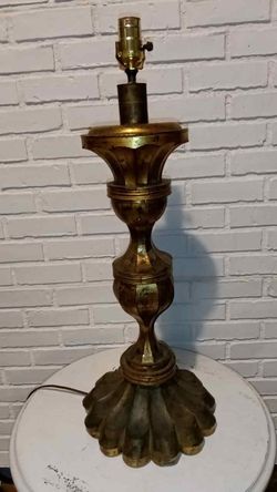 Vintage Mexican Tin Art Table Lamp