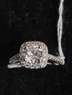 Sterling Silver Diamond Ring 