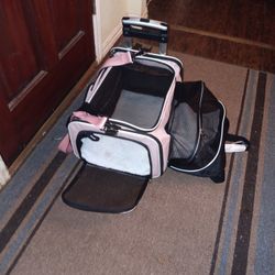 Pet Carrier Back Pack Luggage On Roller
