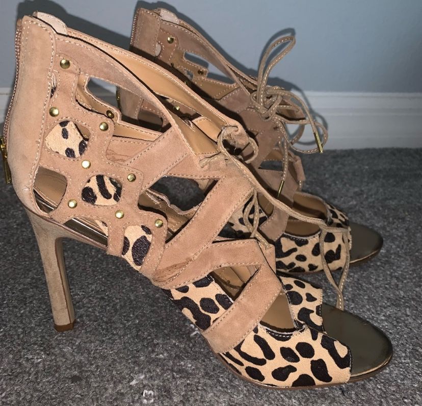 Cheetah print lace up heels