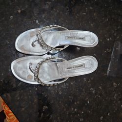 Manolo Blahnik Rhinestone Slide Sandals $30