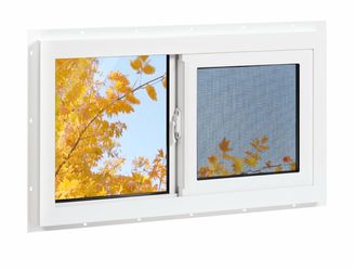 Vinyl Basement Window, Bathroom Sliding Window 24" x 16" White Double Pane Insulated Tempered Glass and Fiberglass Screen for Basement, Bathroom, Shed