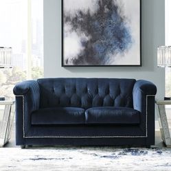 Contemporary Navy Josanna Series Loveseat