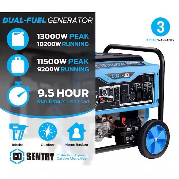 Pulsar PG13000BRCO 13000 Watt Dual Fuel Portable Generator