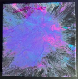 Original Abstract Acrylic Pour Painting – Purple Galaxy-Inspired Wall Art