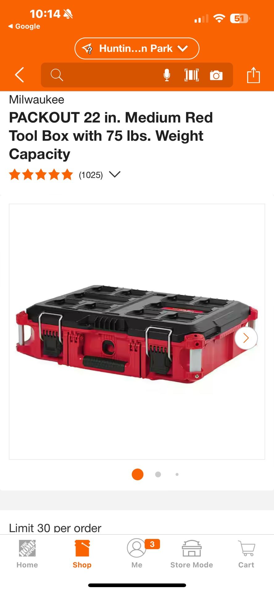 Milwaukee PACKOUT 22 in. Medium Red Tool Box with 75 Ibs. Weight Capacity
