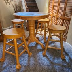 Solid  Hardwood Pub Table and 4 Chairs