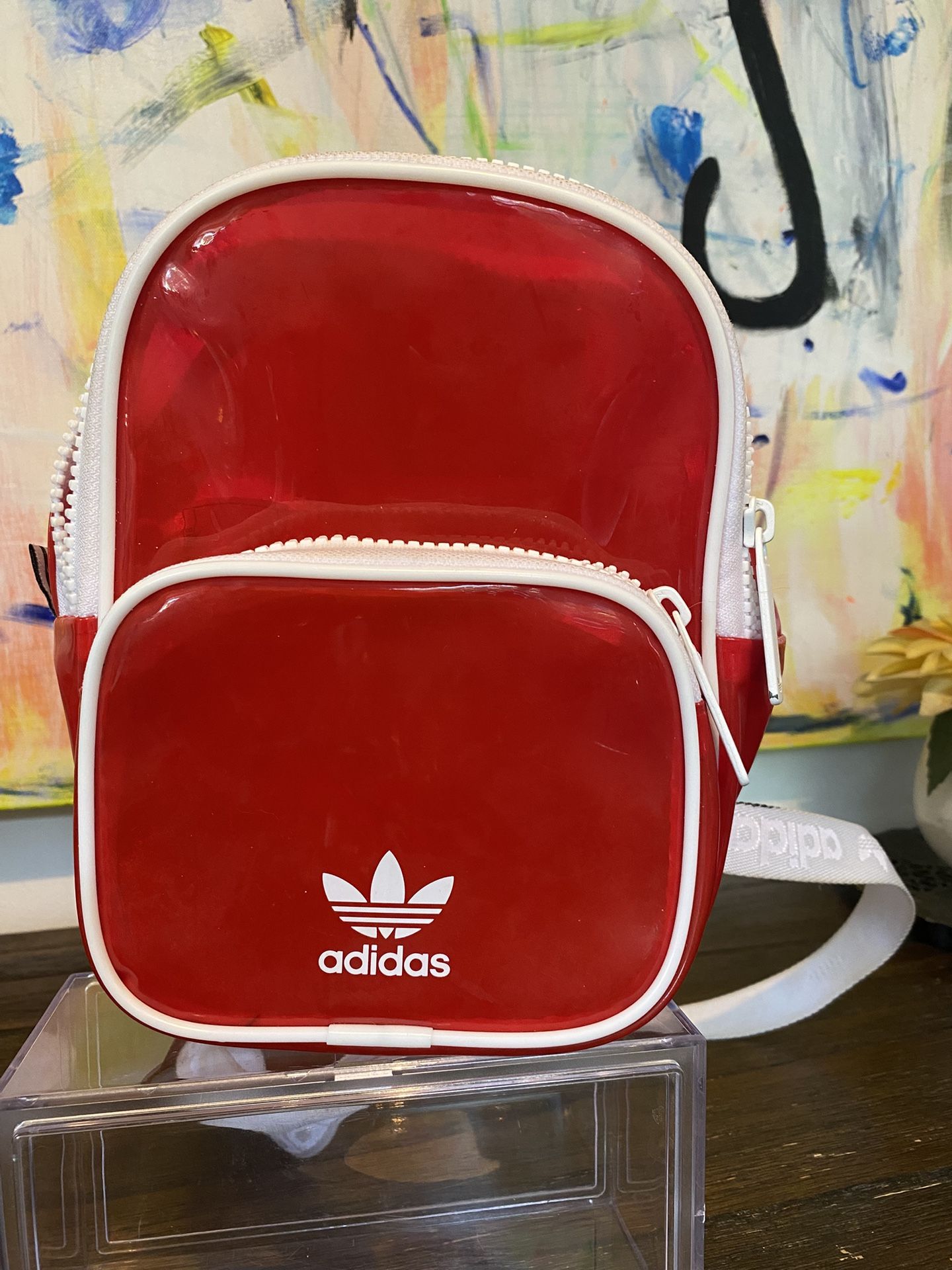 Adidas Originals Women Girls Small Mini Tinted Backpack Bag Organizer Red White